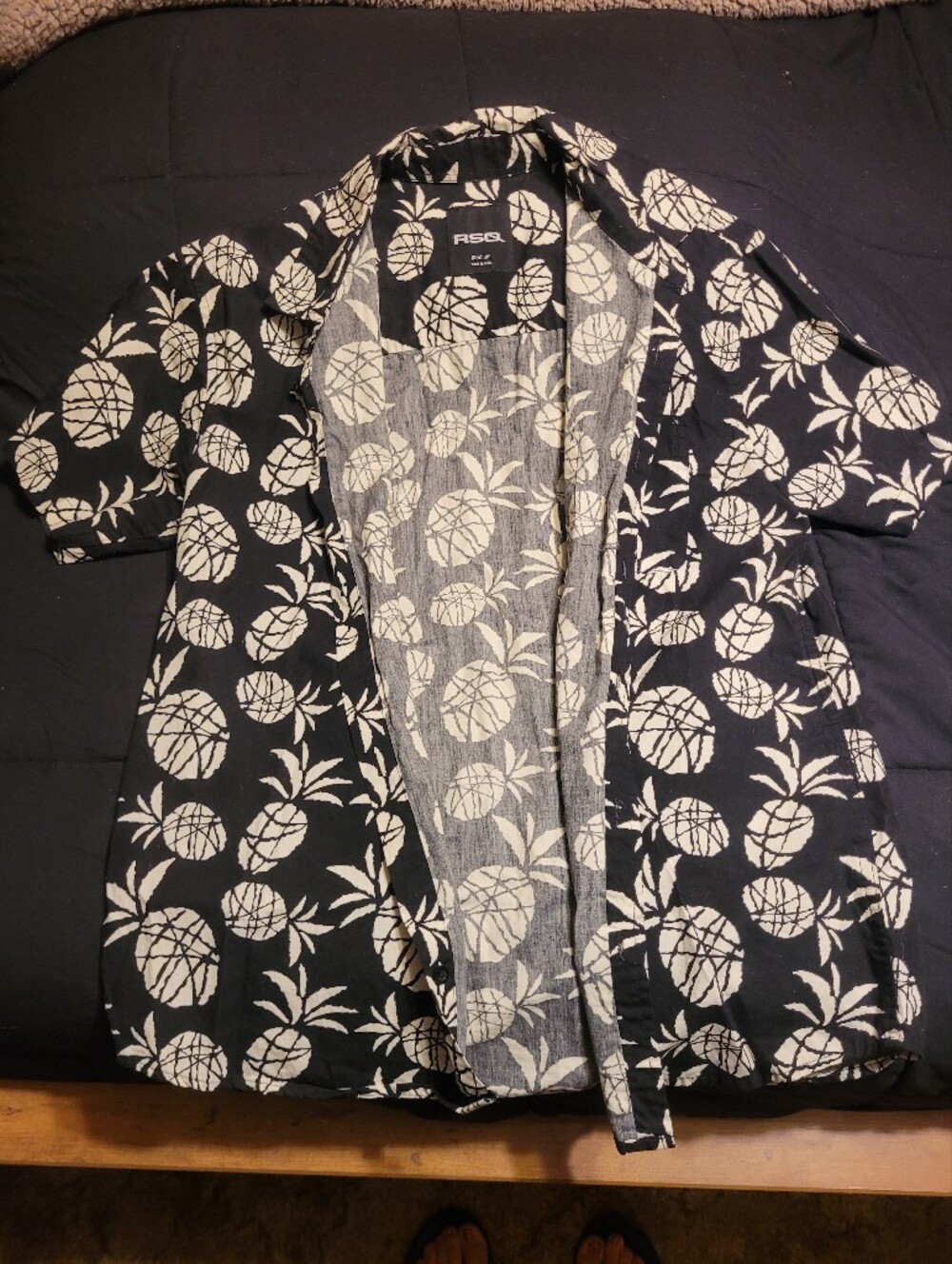 RSQ Black and White Pineapple Button-Down Shirt